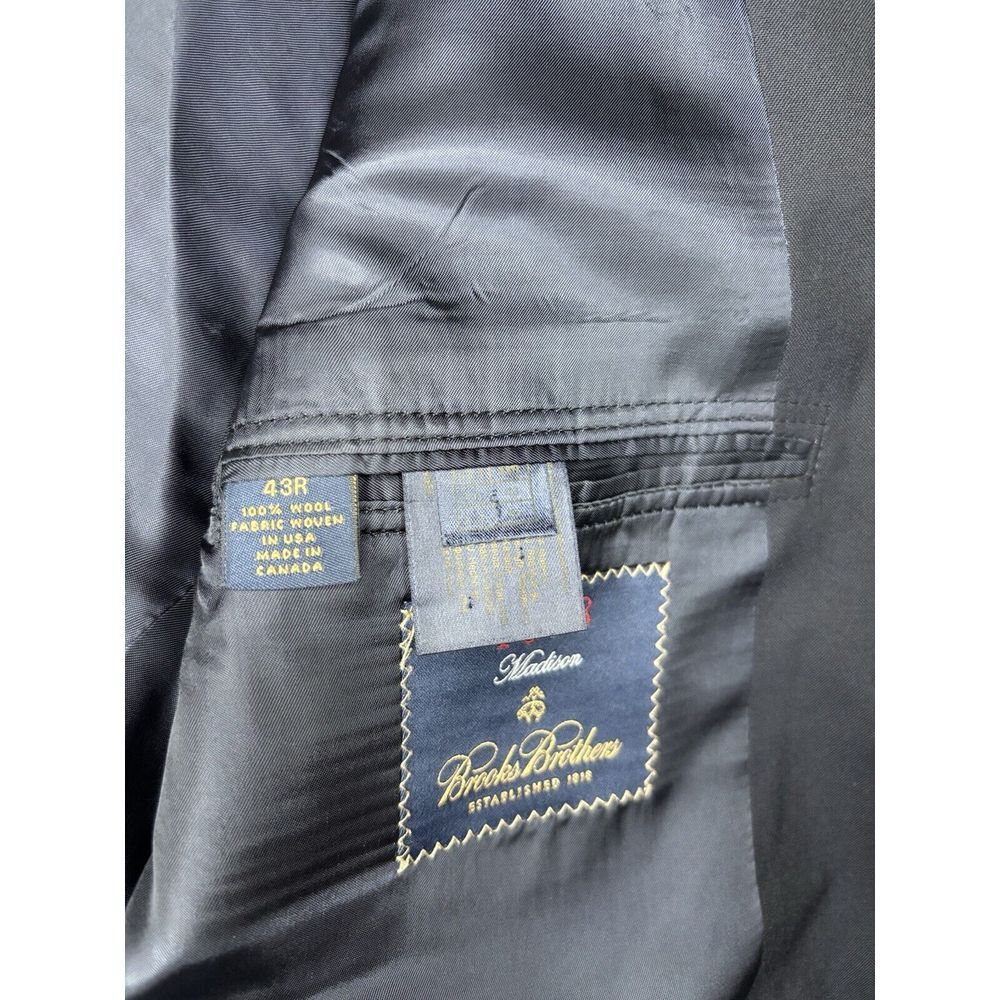 Brooks Brothers Madison 1818 Loro Piana Black 100% Wool‎ Blazer Gold Buttons 43R - Picture 6 of 11